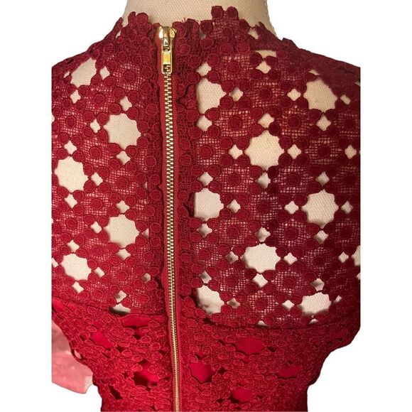 Lulus Burgundy Crochet Laced Bodycon Midi Dress Size S/ Party/ Cocktail/Formal - Picture 9 of 15